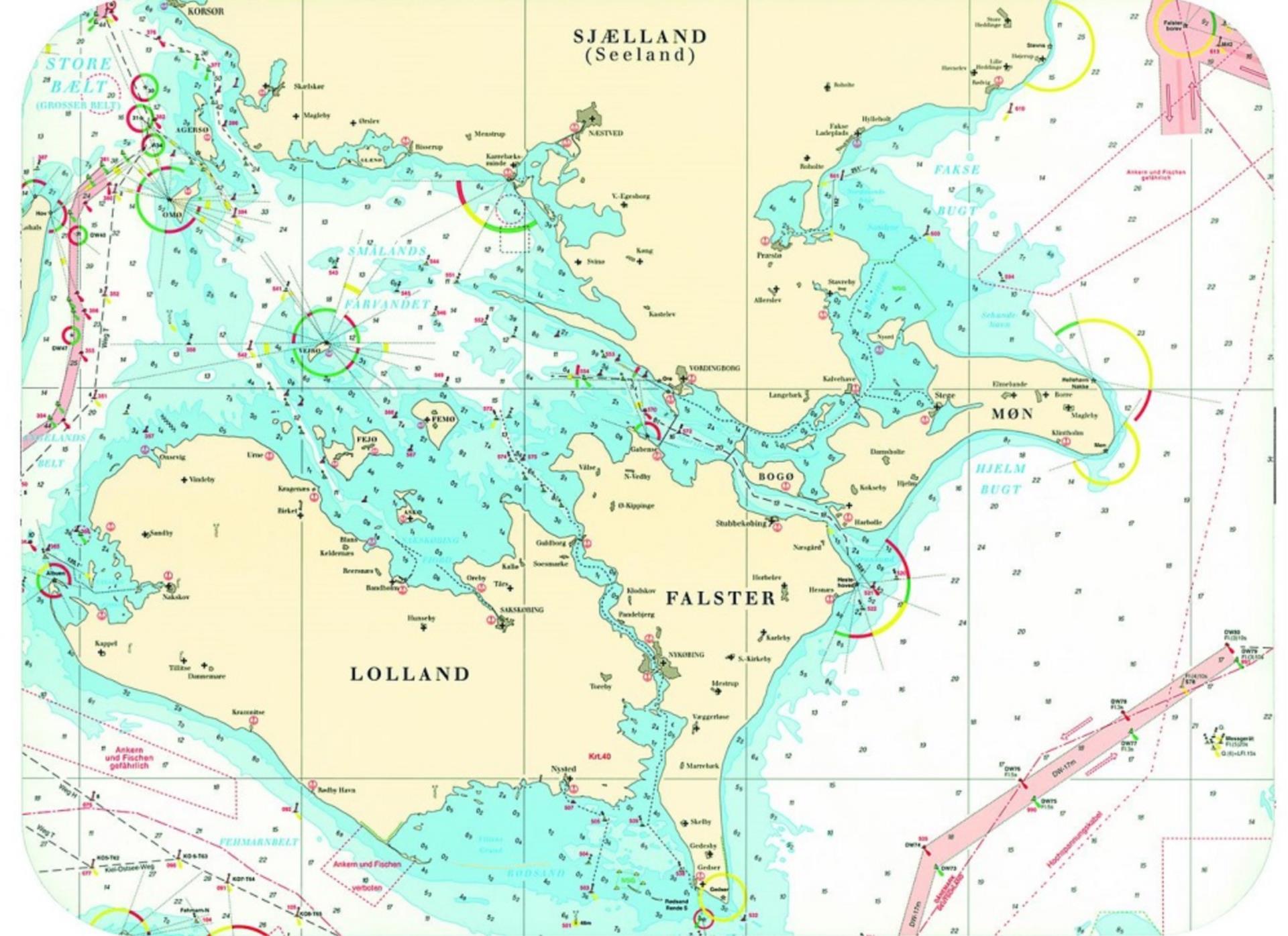 Navyline Seekarten Tischset 400 x 300 mm, Südliches Seeland Navyline Seekarten Tischset 400 x 300 mm, Südliches Seeland