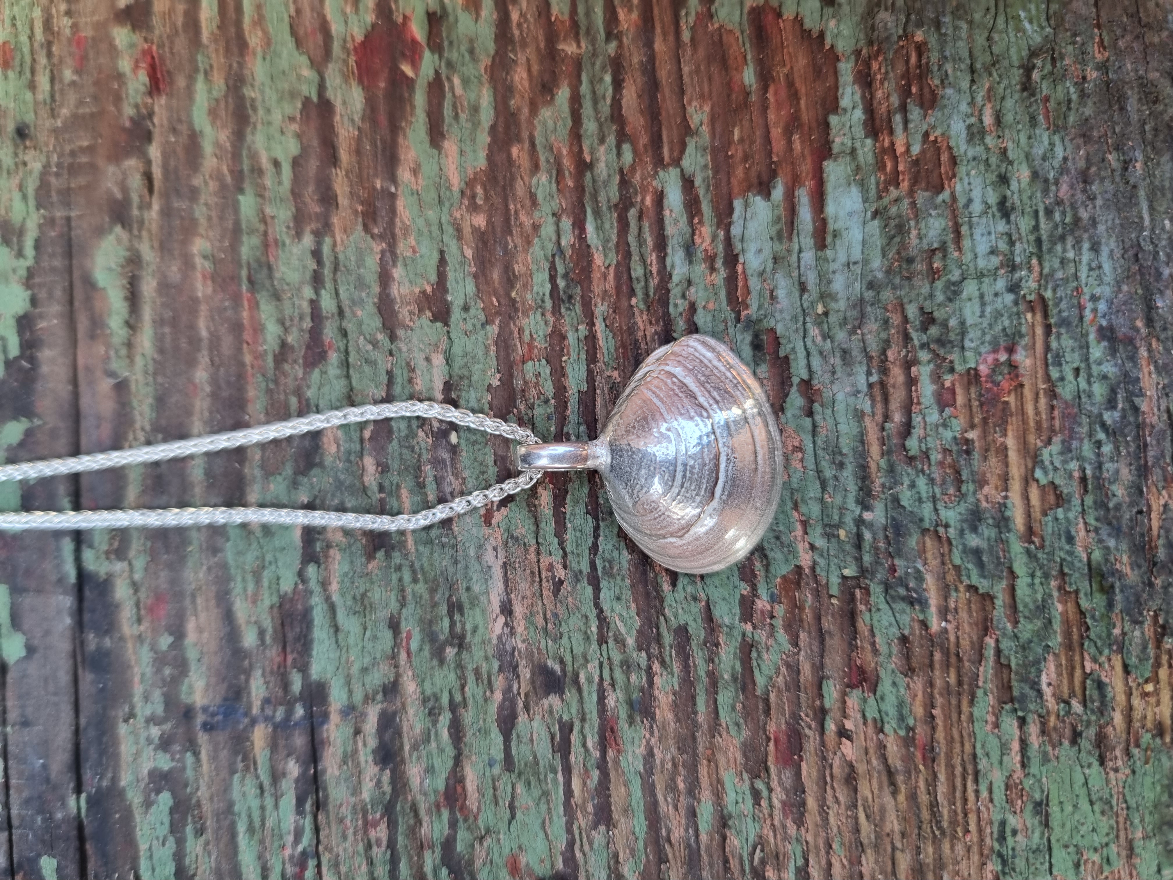 WattenLiebe Baltische Plattmuschel Kettenanhänger 925er Silber (Größe 21 mm) 2,6 g
