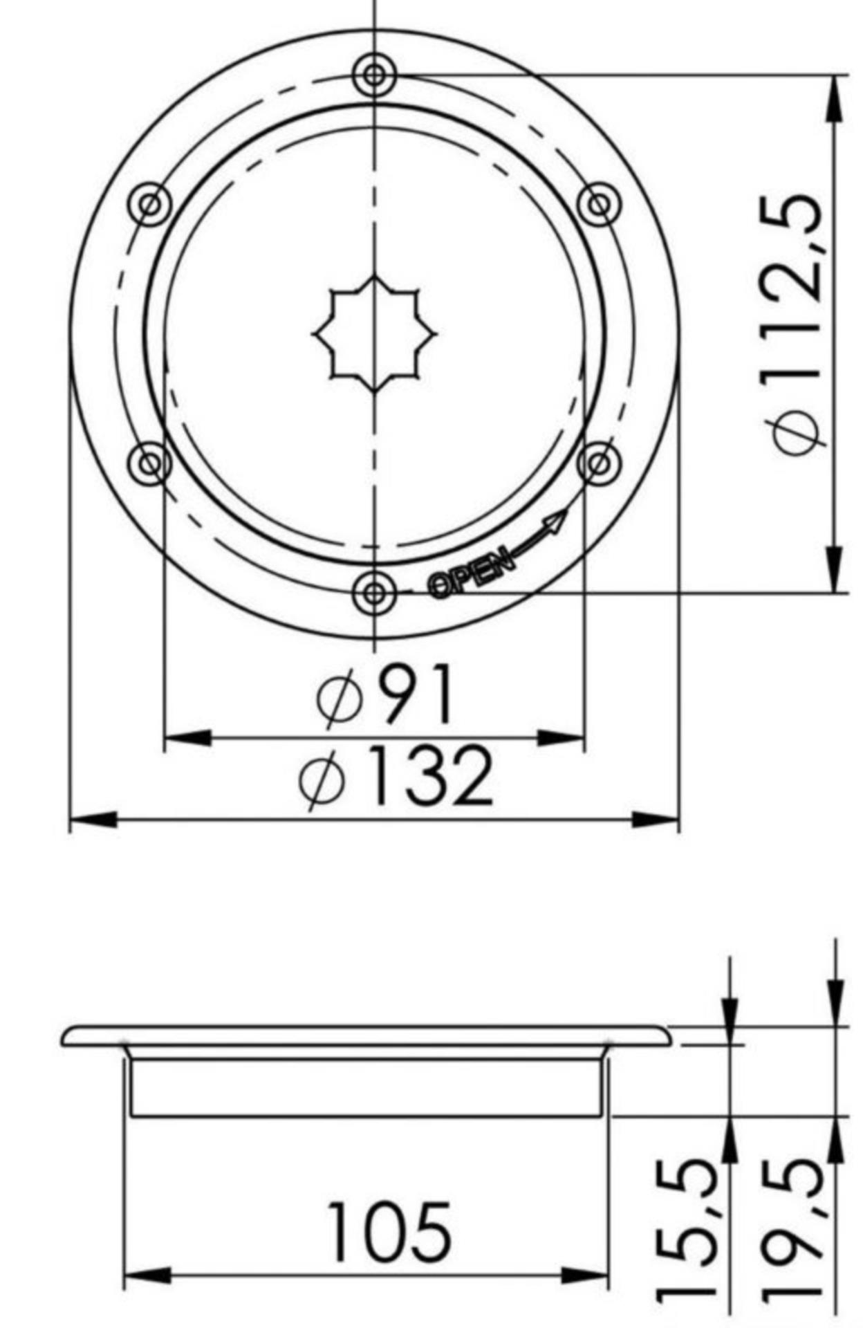 Osculati Inspektionsluke Edelstahl, 132 / 91 mmØ Osculati Inspektionsluke Edelstahl, 132 / 91 mmØ
