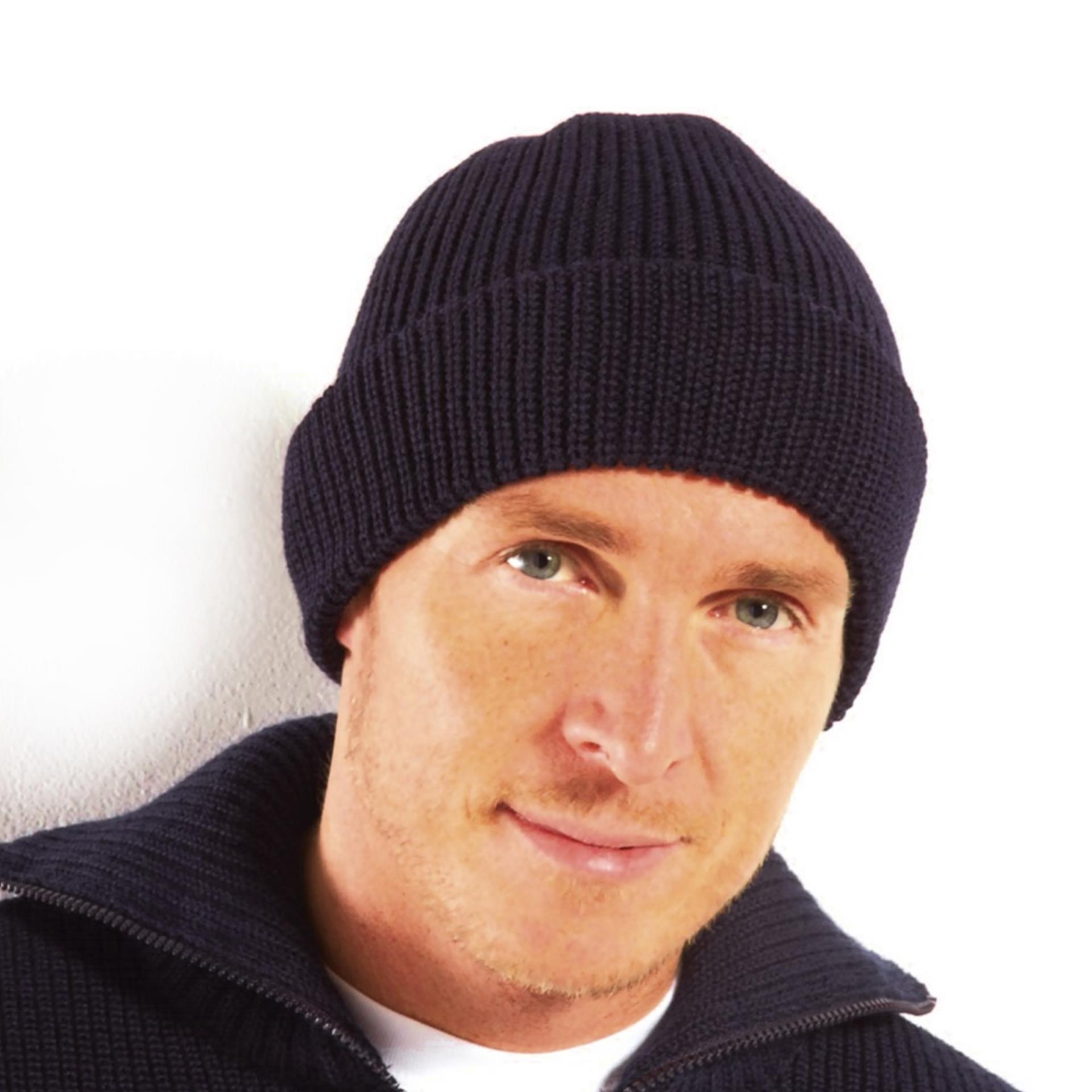 Modas Rollmütze / Strickmütze, marine