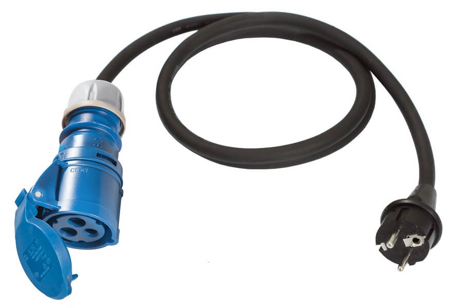 CEE Norm CEE Kupplung mit Schuko Stecker, 230 V / 16 A, 3-polig