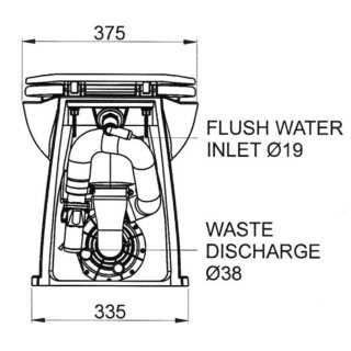 Jabsco Deluxe Flush, 12 V (17" Gerade) SoftClose Frischwasser