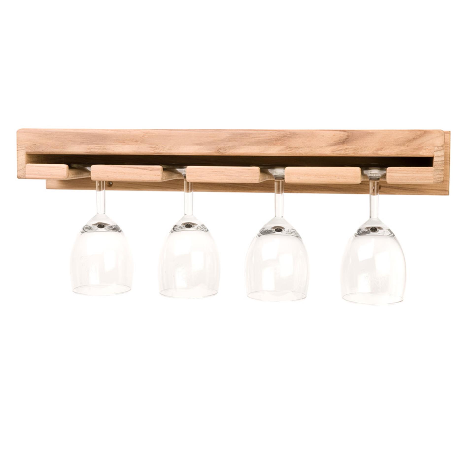 ARC Marine Teak Weinglashalter 4er für Wandmontage, 77 x 120 x 42 mm