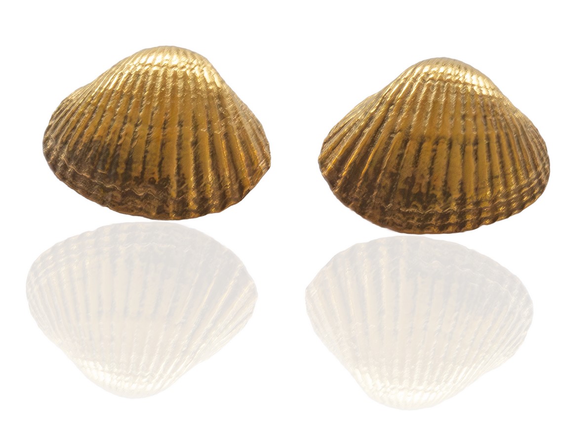 WattenLiebe Herzmuschel Ohrstecker 925/- Silber vergoldet (Größe 16 mm)