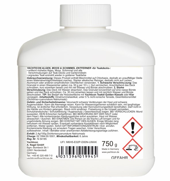 Yachticon Algen, Moos & Schimmelentferner für Teak, 750 gr.