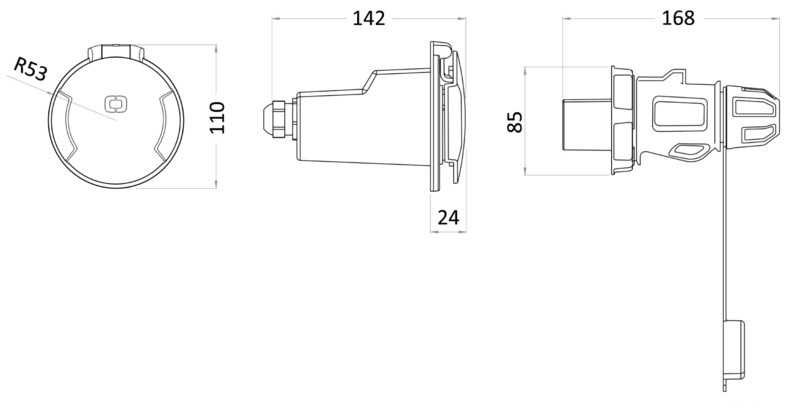 Osculati Landstrom Steckdose Cruiser 3P, 32 A / 230 V (Deckel Weiss) Osculati Landstrom Steckdose Cruiser 3P, 32 A / 230 V (Deckel Weiss)