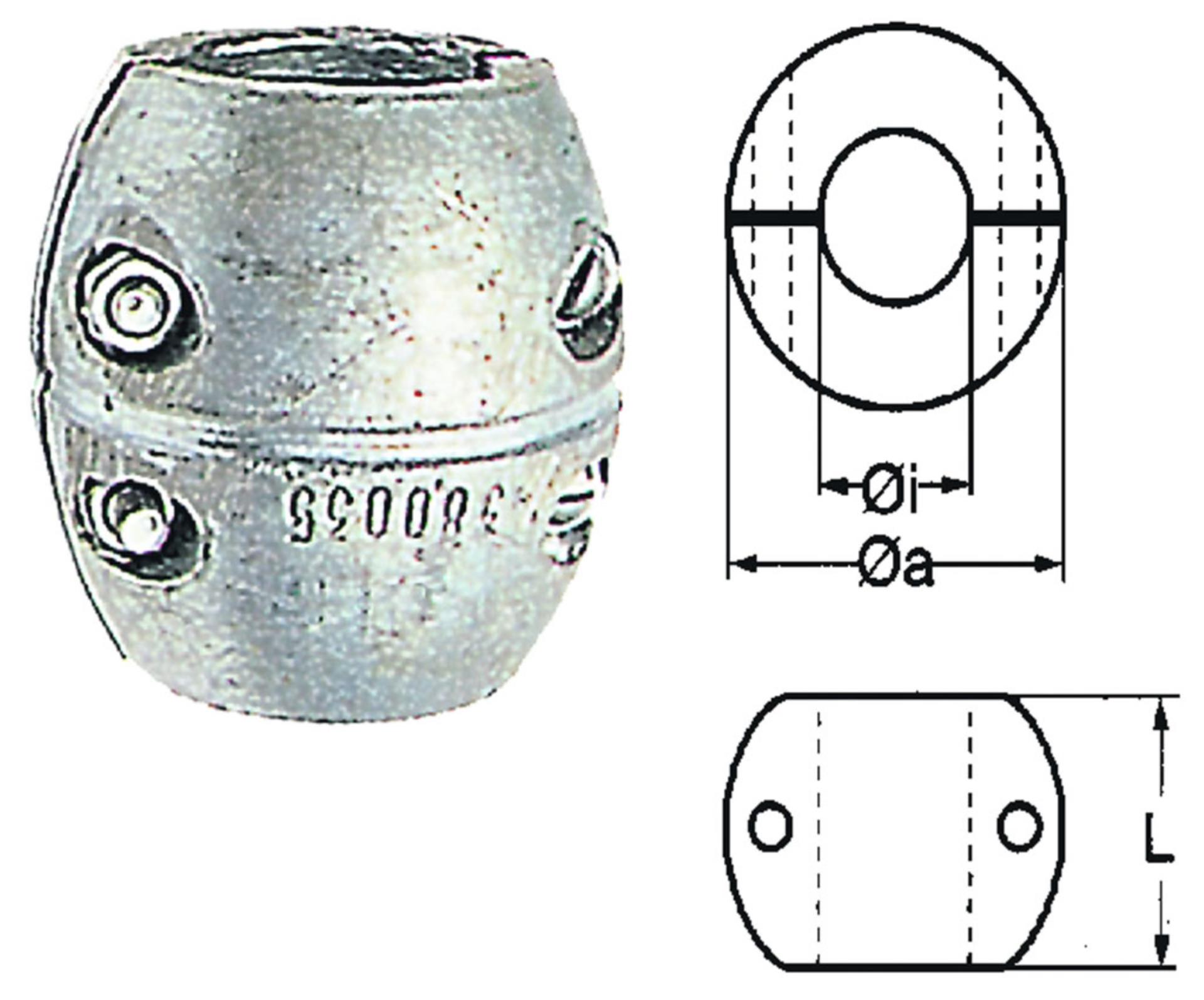 Allpa Wellenanode, Aluminium 45 mmØ