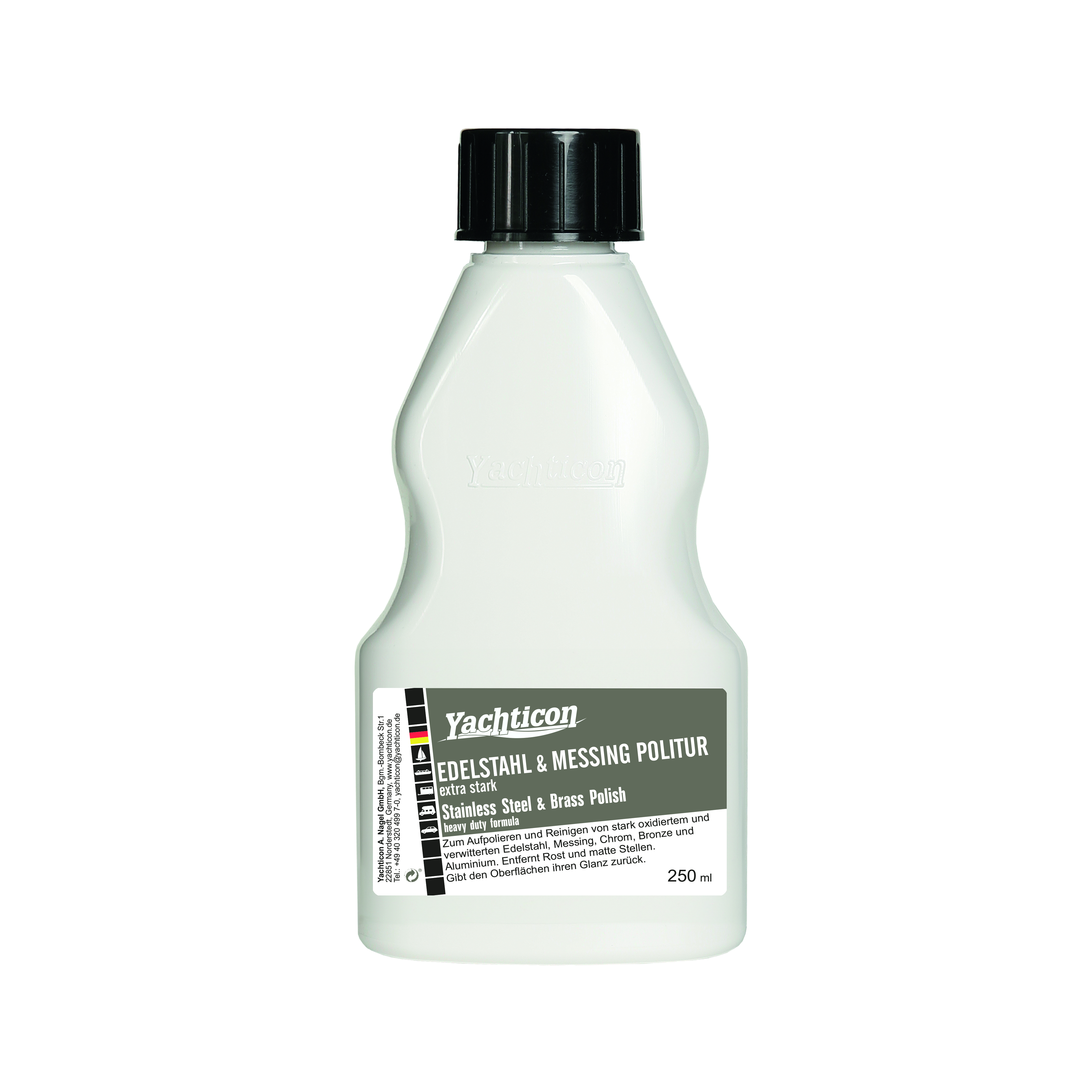 Yachticon Edelstahl + Messing Politur Extra Stark, 250 ml