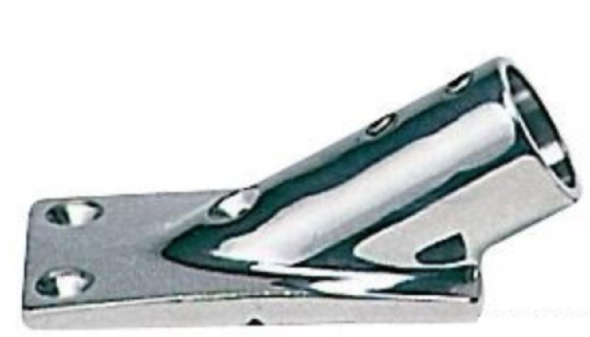 Osculati Edelstahl Relingsbasis 30° eckige Grundplatte, Rohr 22 mmØ