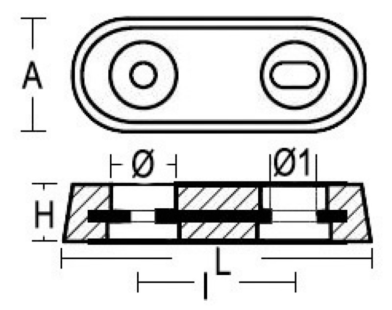 Osculati Anode Zink Typ Vetus, 150 x 60 mm