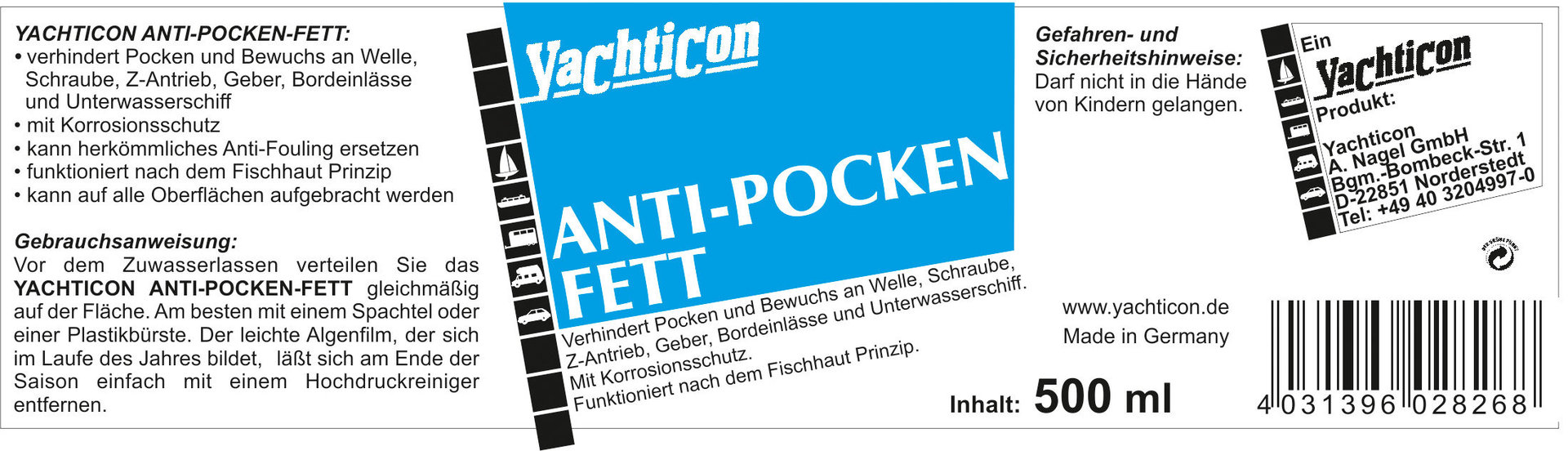 Yachticon Anti Pocken Fett, 500 g