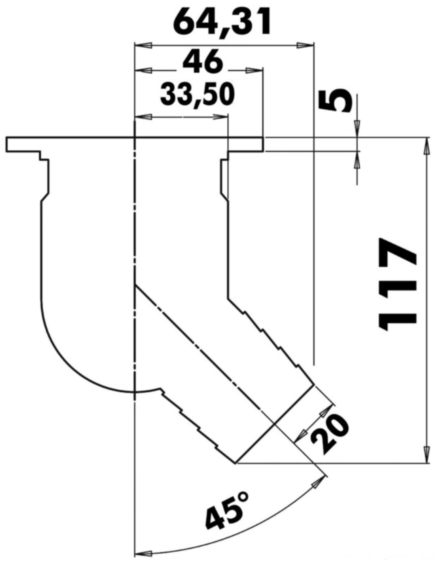 Osculati Ablauf mit Rückschlagventil, Edelstahl 45° 