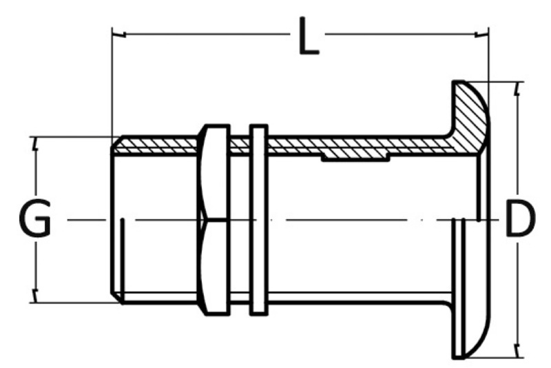 Osculati Borddurchlass 1 1/2 / 45 mm, Messing verchromt Osculati Borddurchlass 1 1/2 / 45 mm, Messing verchromt