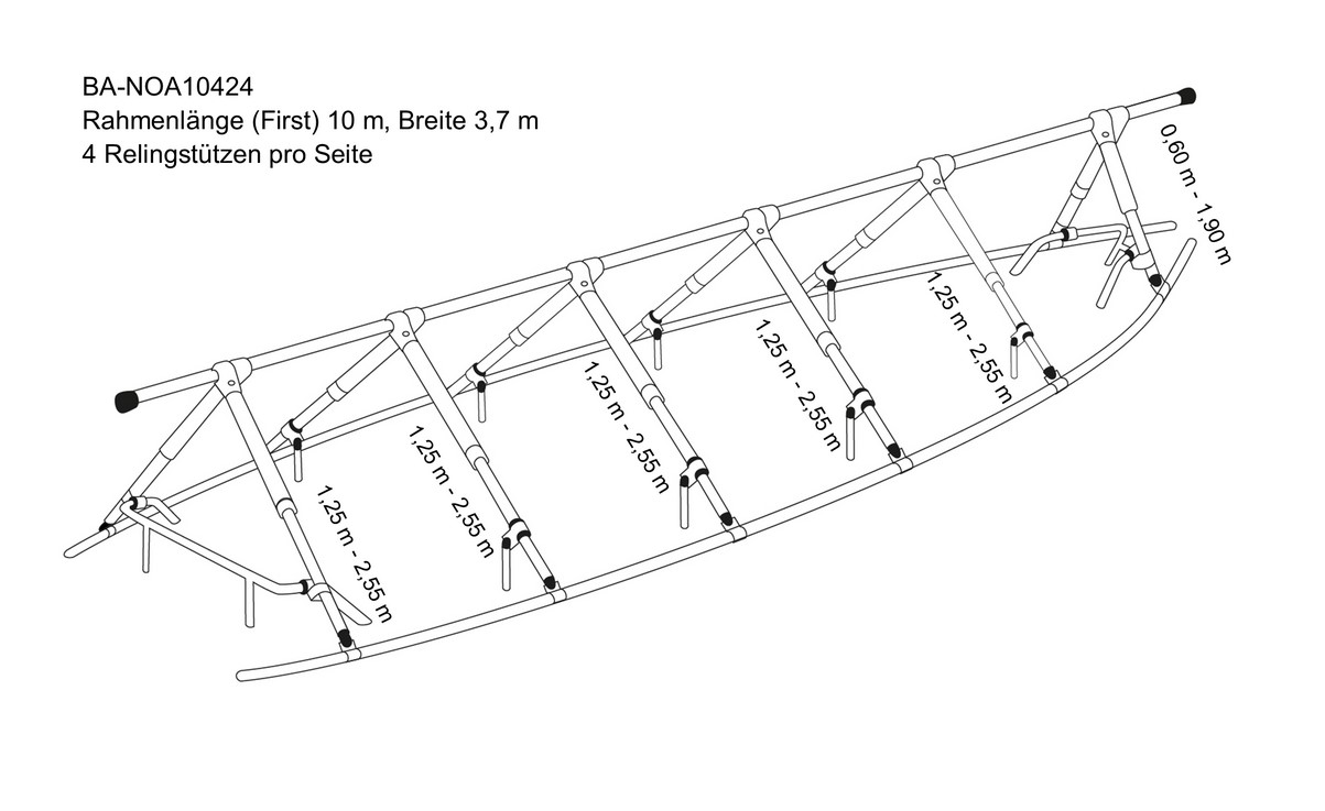 NOA Decksgestell Überhanggestell für Abdeckplanen, Schiffe 10 Meter/2 