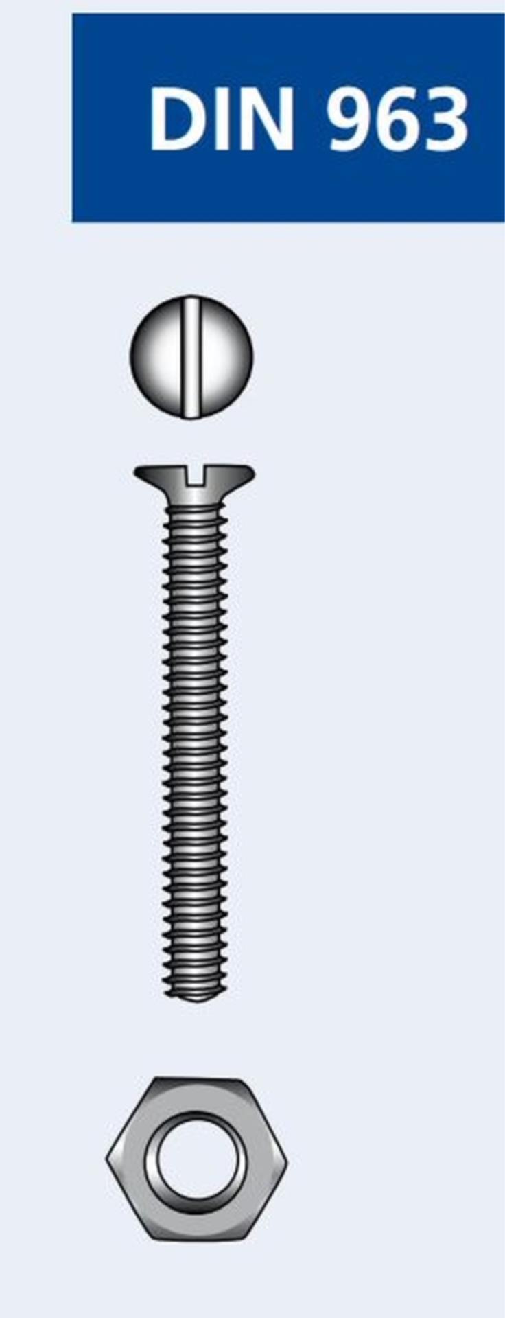 Marinetech M4 x 20 mm Senkkopfgewinde Schraube+Mutter V4A (8St) DIN 963 - A4