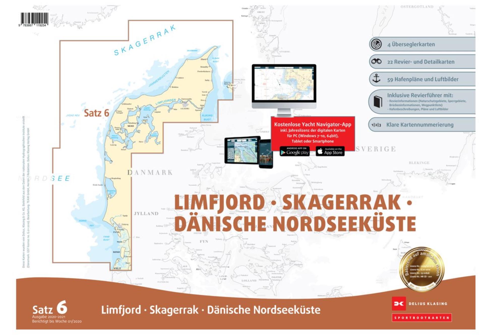 Delius Klasing Sportbootkarten, Satz 6, Limfjord - Skagerrak