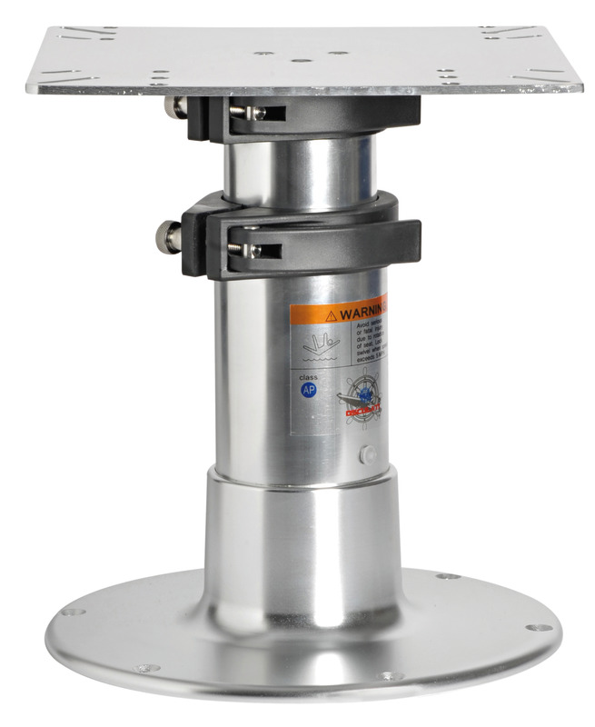 Osculati Teleskop Tischfuss mit Gasfeder, runde Grundplatte 305 mmØ Osculati Teleskop Tischfuss mit Gasfeder, runde Grundplatte 305 mmØ