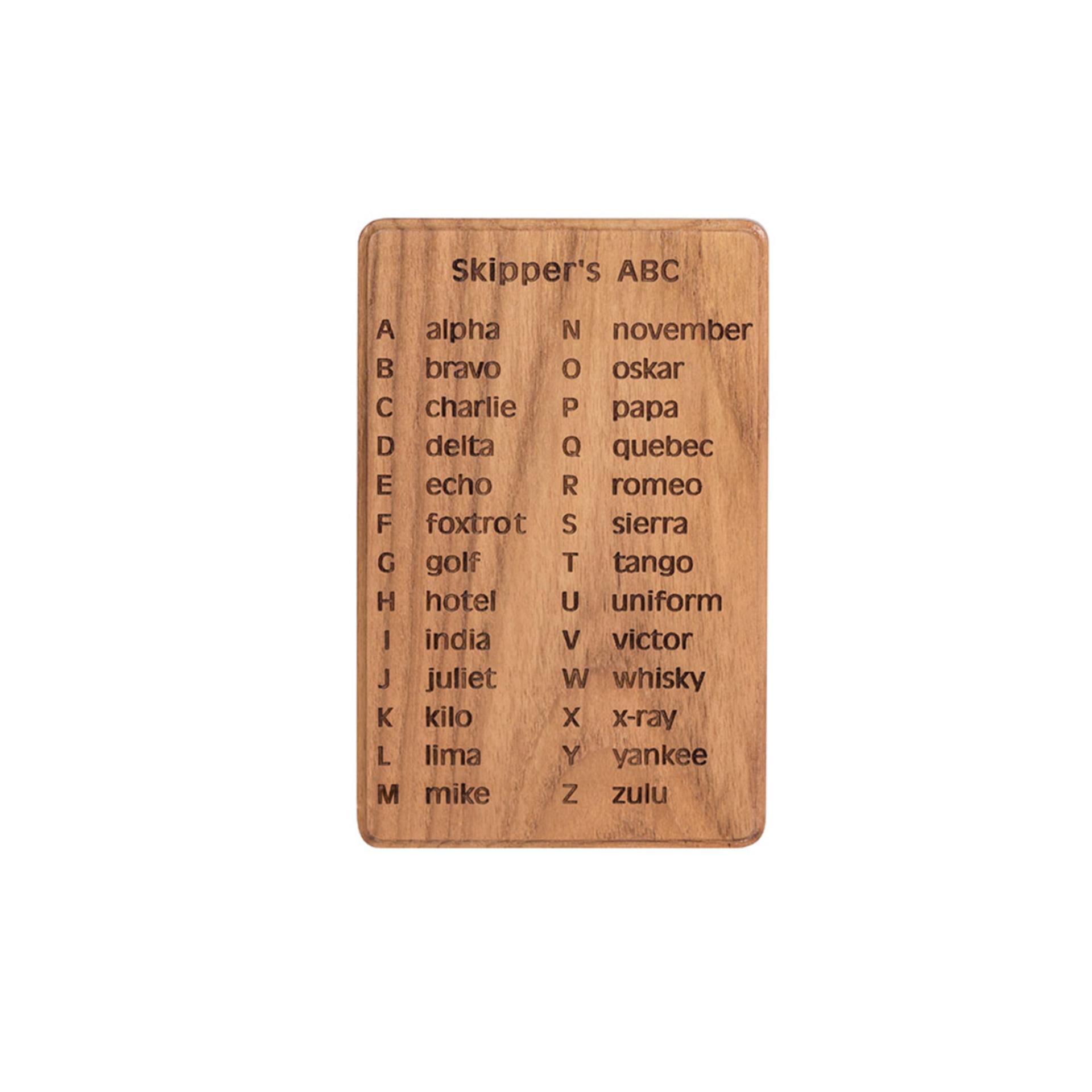 ARC Marine Teak Tafel "Alpha Bravo Charlie" 15,5 x 10 cm