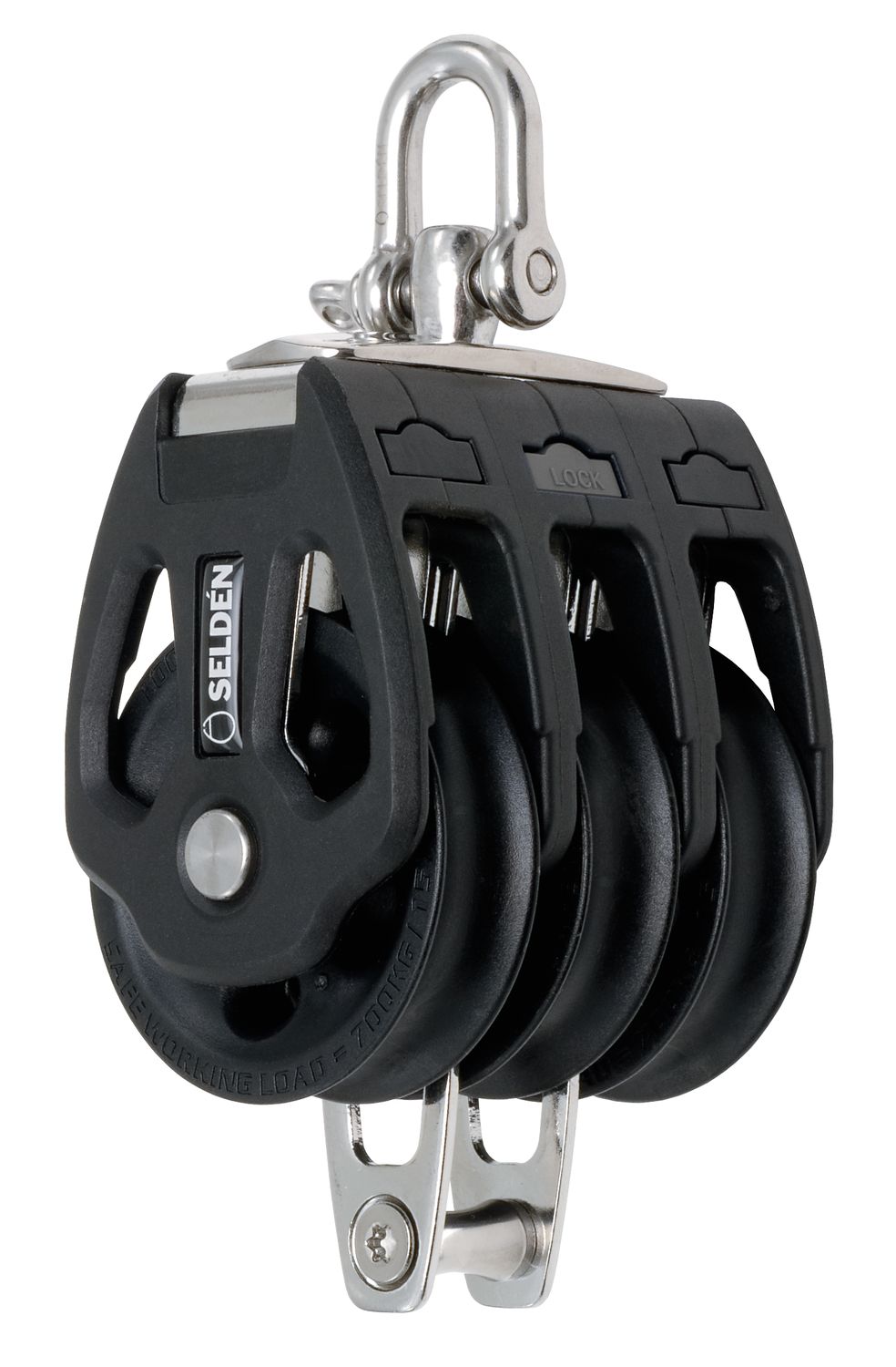 Selden Dreischeibiger Block mit Unterbügel, 50 mmØ