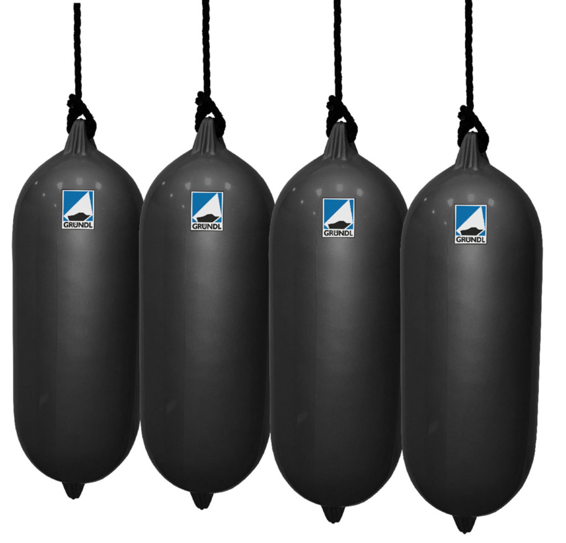 Majoni Gründl Fender Anthrazit 45 x 12 cm, 4er Set mit Fenderleine
