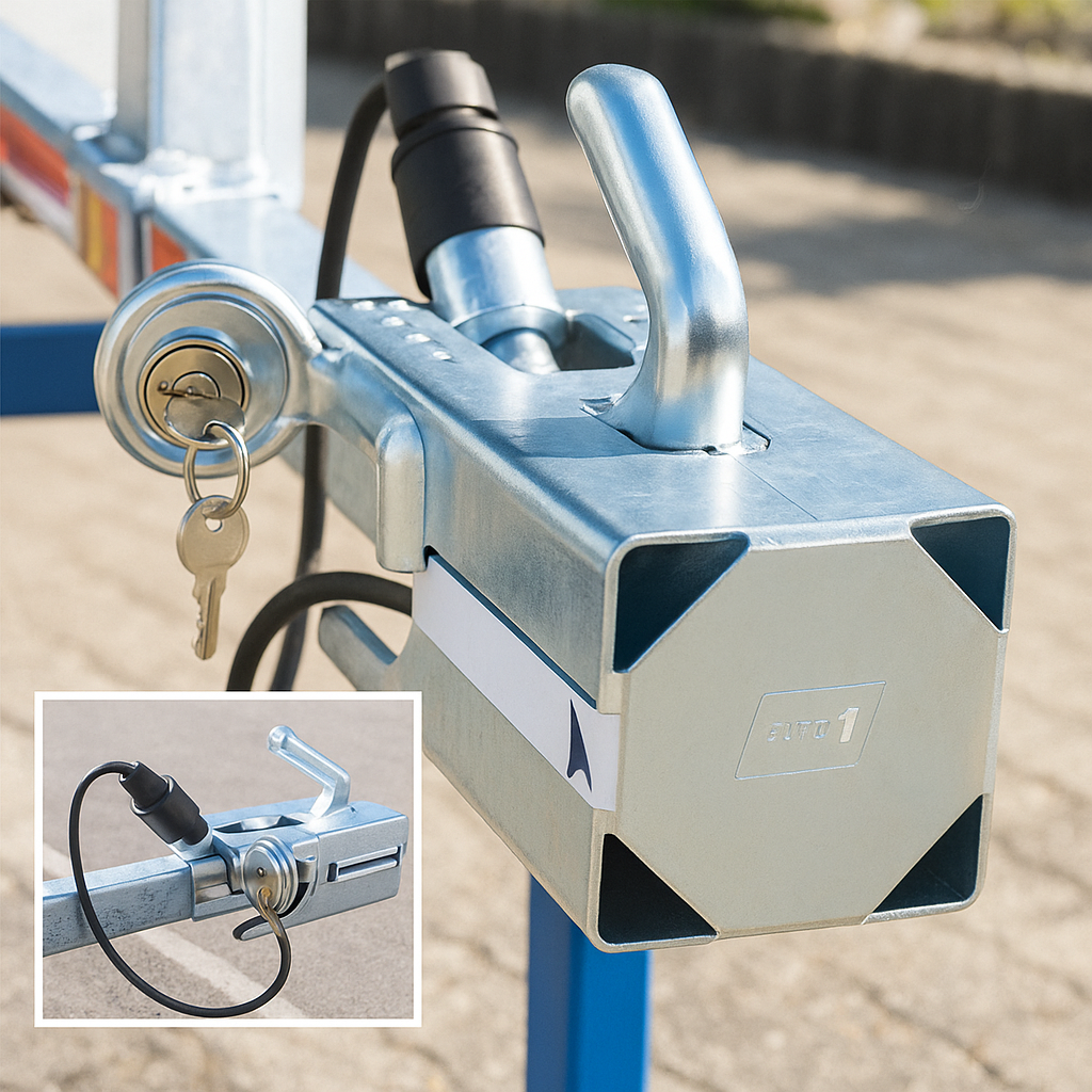 Bierhake Kasten Trailerschloss mit Diskschloss, feste Version