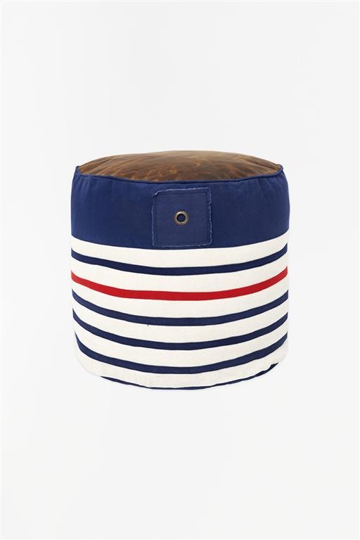 Dekoratives Sitzkissen / Pouf mit Ledertop, 45 cm x 40 cmØ