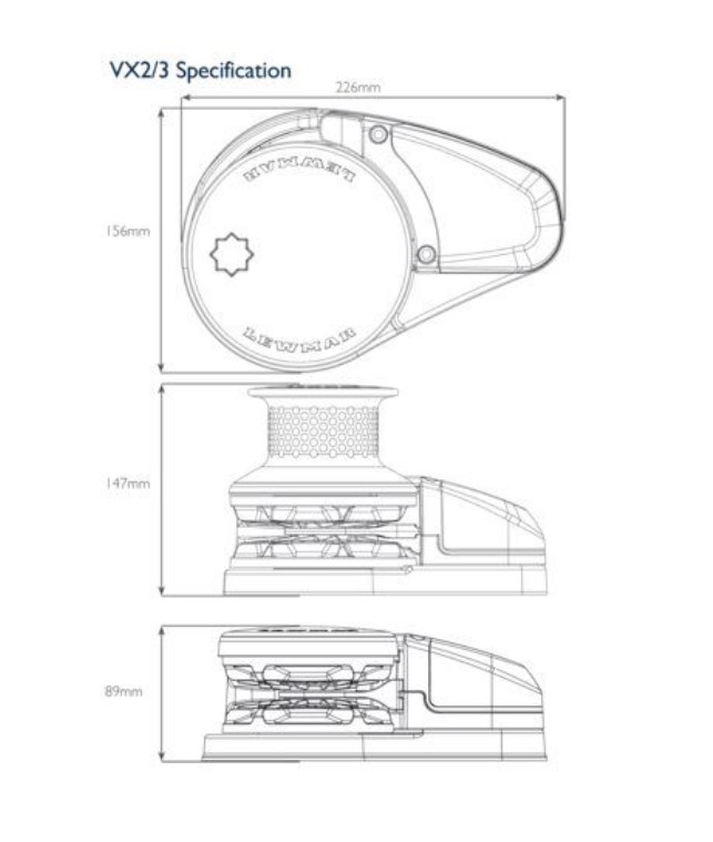 Lewmar Ankerwinde VX2 700W Kettenspill 8mm Lewmar Ankerwinde VX2 700W Kettenspill 8mm