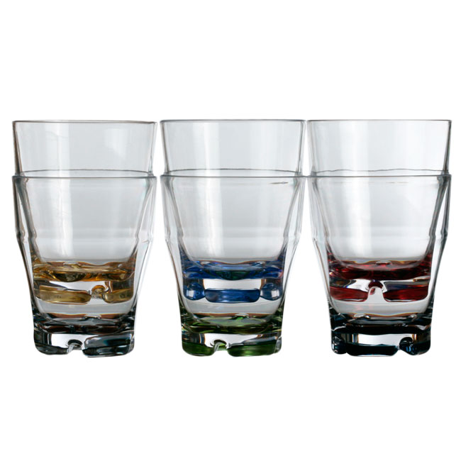 Marine Business Wasserglas Party mit farbiger Boden, 10,9 cm hoch (6er Set)
