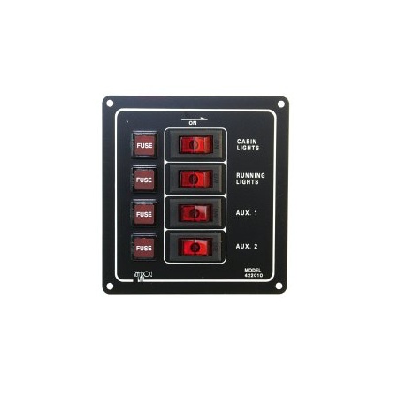 Lindemann Schalttafel mit 4 Schaltern, Aluminium