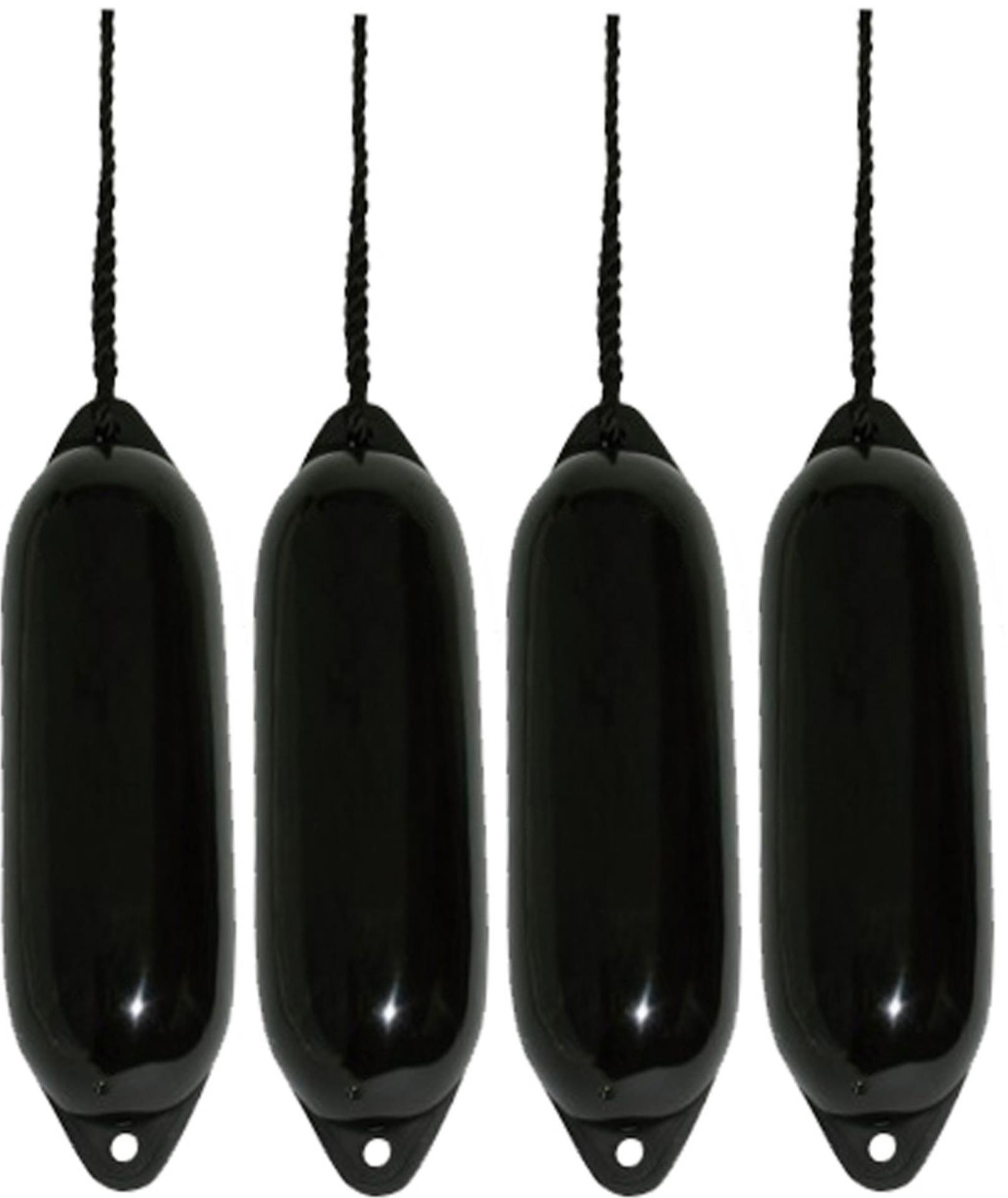 Majoni Talamex Star Fender schwarz, 70 x 24 cm, 4er Set mit Fenderleine