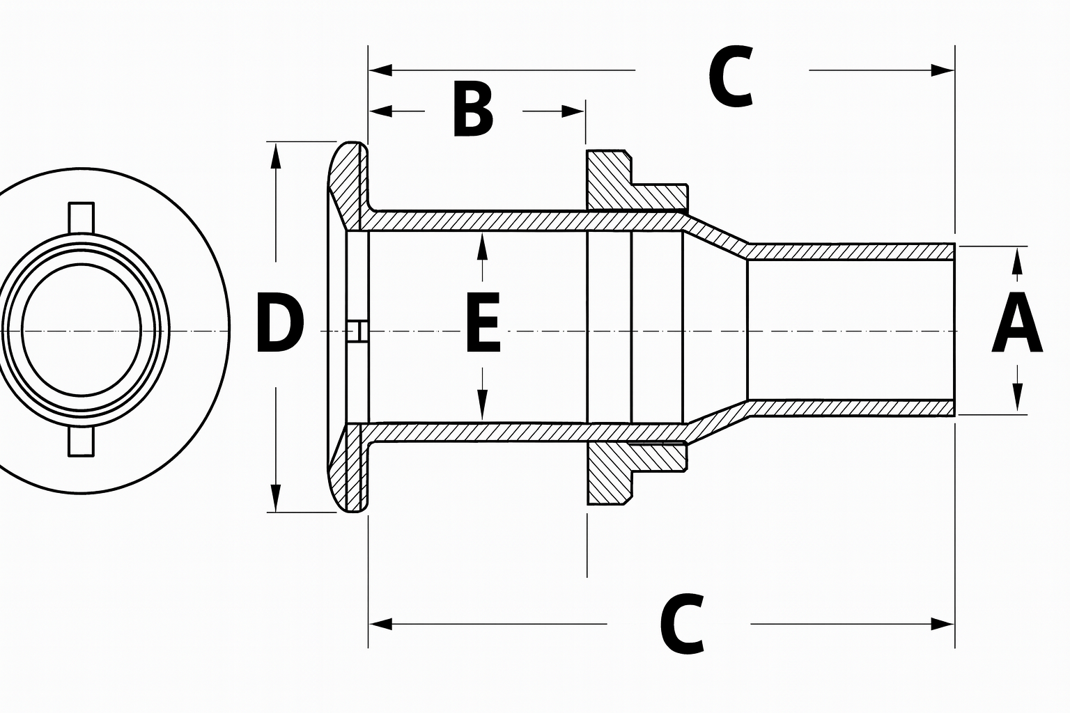 Osculati Borddurchlass aus Nylon 1 1/2", schwarz mit Edelstahl Blende