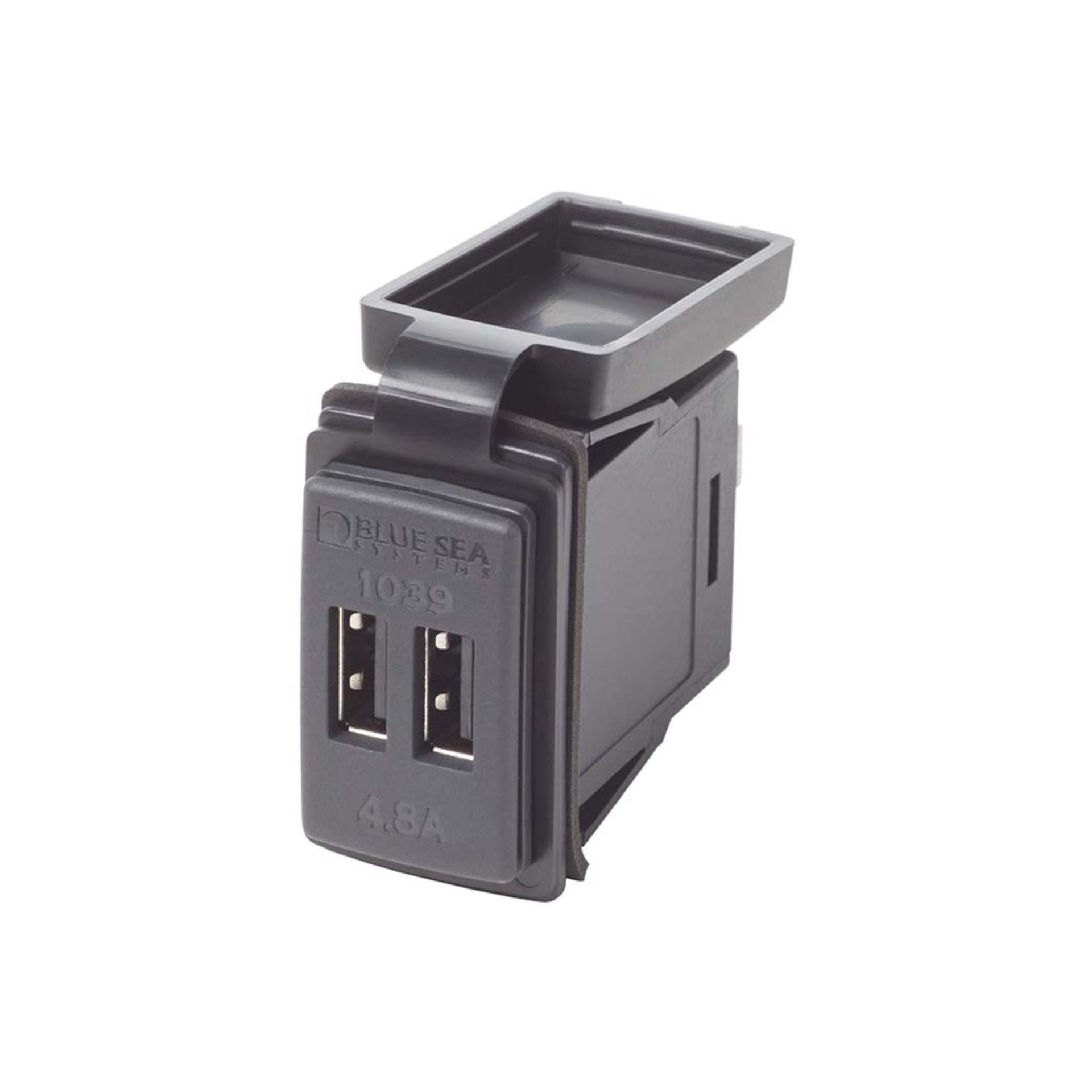 Blue Sea USB-Doppelsteckdose 4,8 A, eckig