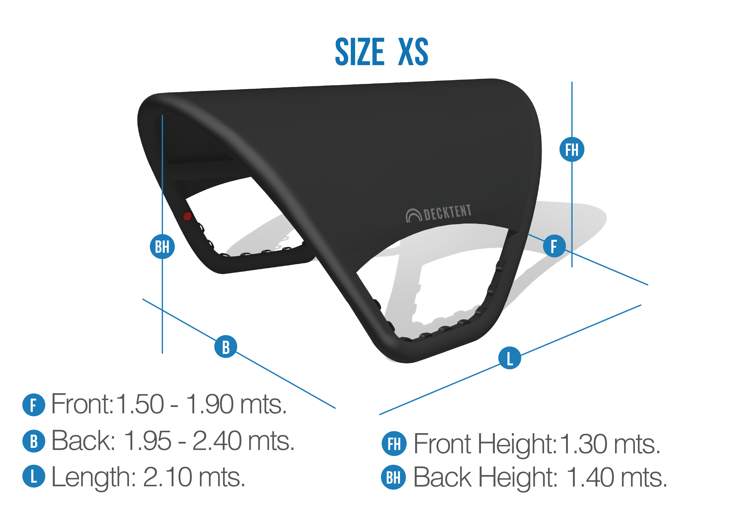 Decktent XS schwarz, Länge 210 cm Decktent XS schwarz, Länge 210 cm