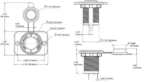 Blue Sea Einbausteckdose BS1011, 12 V max. 15 A