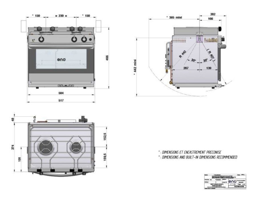 Eno Grand Large 2-flammig Edelstahl ohne Grill, 30 mbar