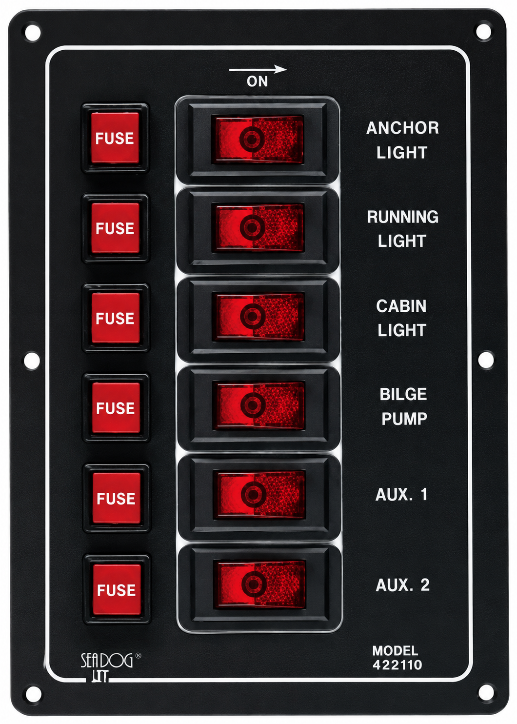 Lindemann Elektrische 6er Schalttafel, vertikal (Alu)