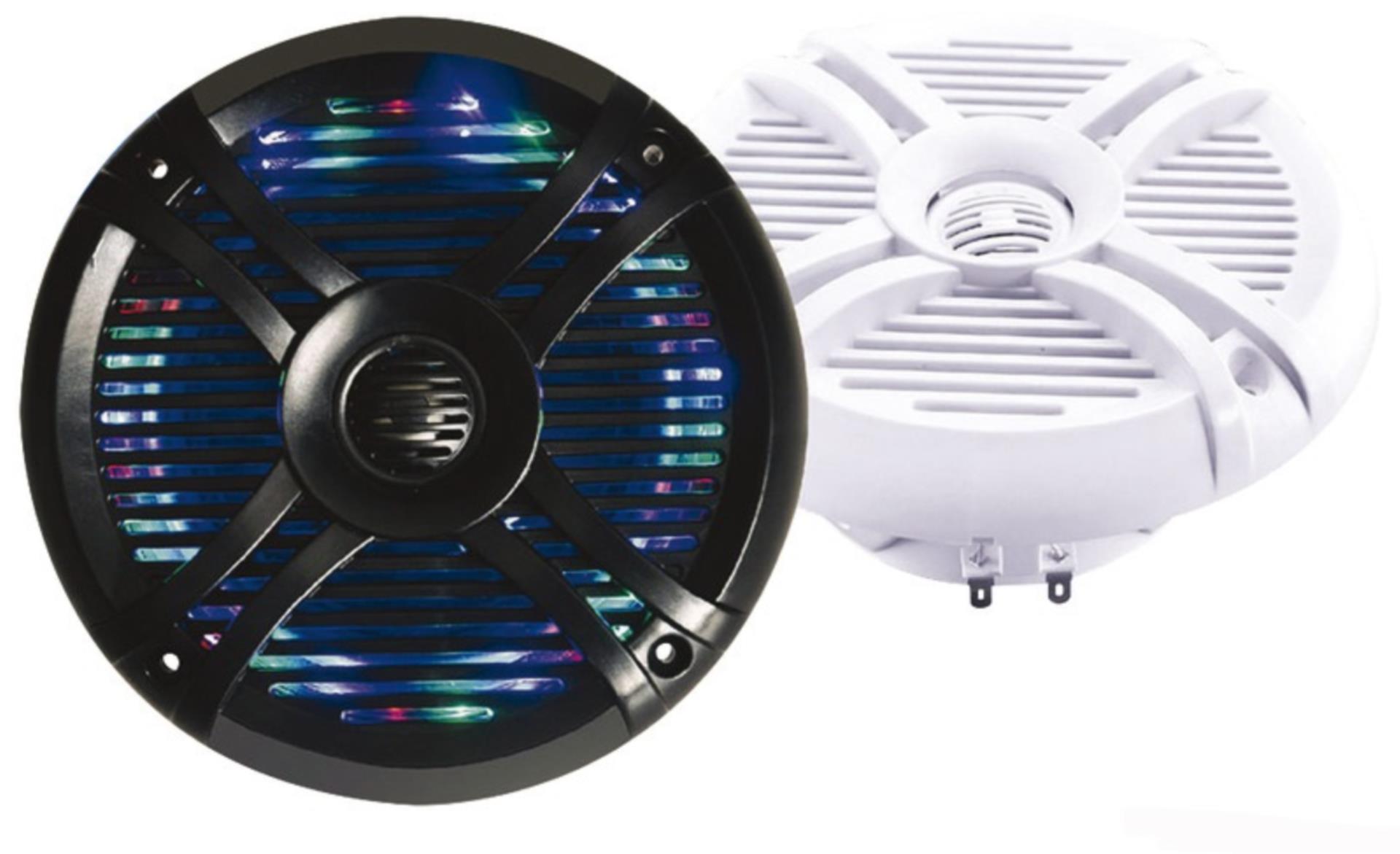 2-Wege Lautsprecher LED-Multicolour, Schwarz 2 x 30 W, 166 mmØ  (Paar)