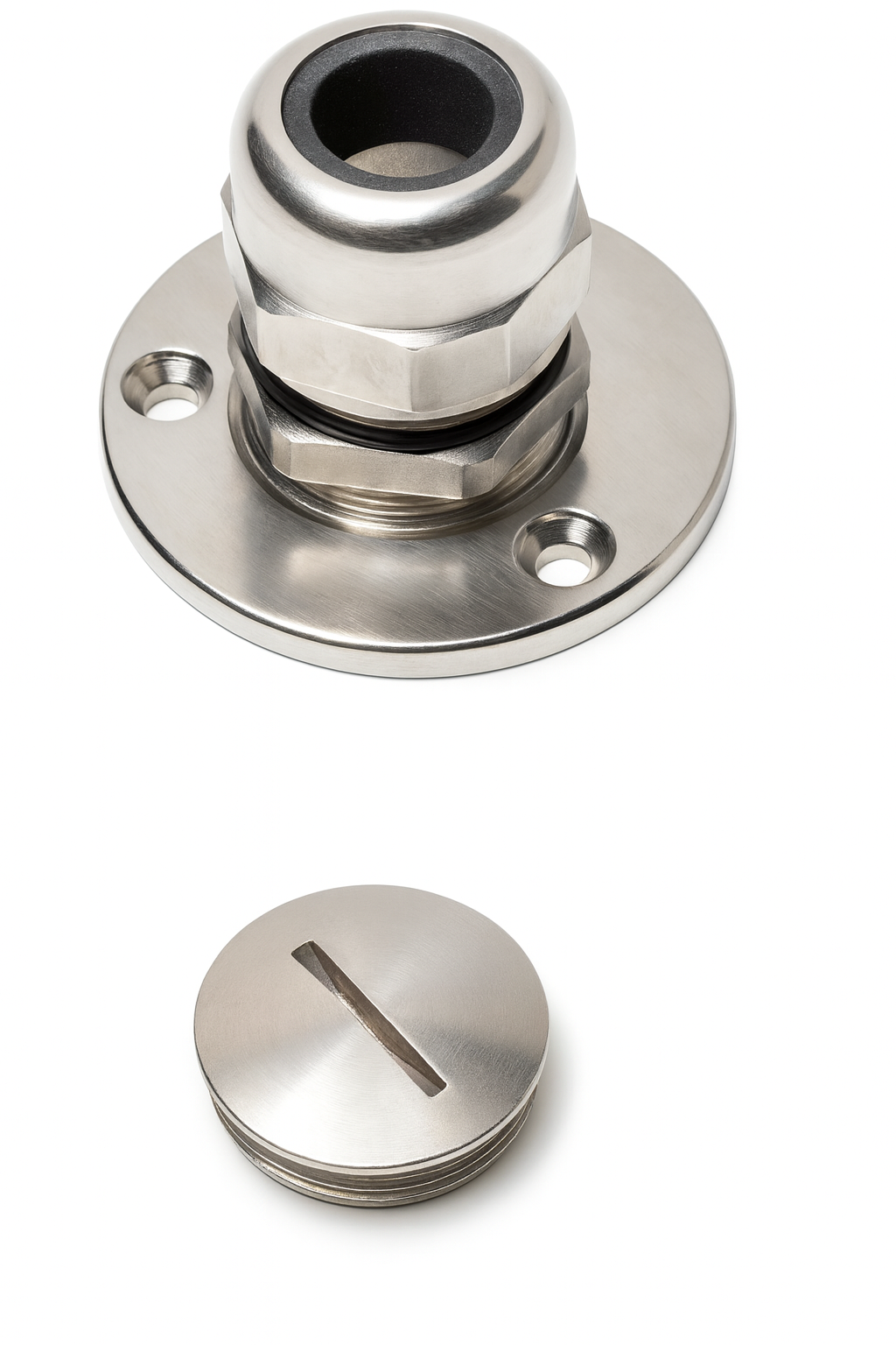 Philippi Kabeldurchführung Edelstahl mit Deckel für Kabel 7-15 mmØ  (19/50 mmØ)