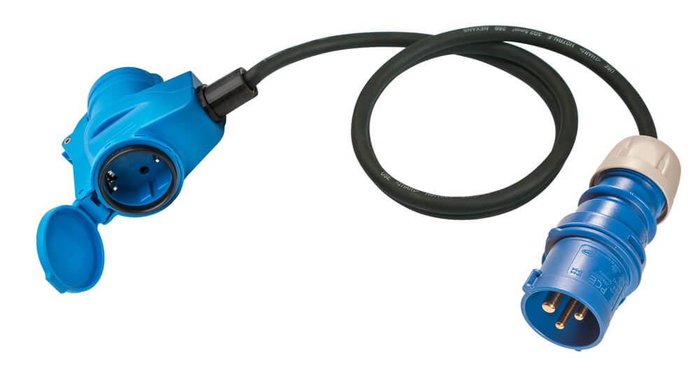 CEE Norm CEE-Adapterleitung - CEE-Stecker / Schuko Winkelkupplung