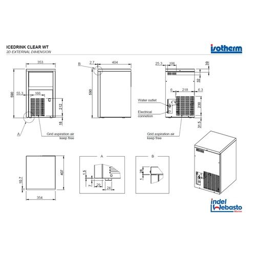 indel Webasto Isotherm Ice Maker Clear Ice, Inox 230 V / 50 Hz