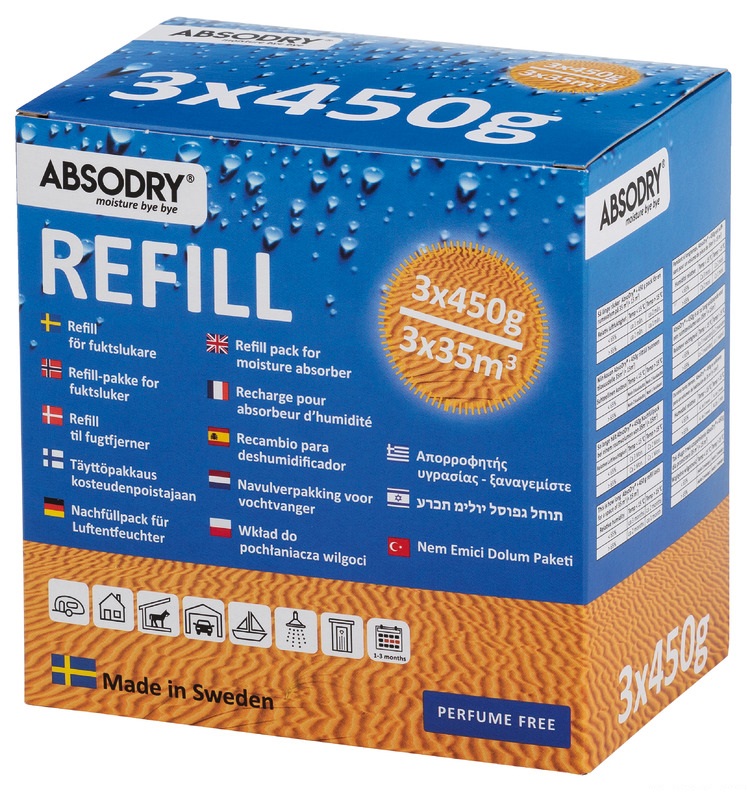 Talamex Luftentfeuchter Absodry Mini Compact Nachfüllpack, 3 x 450 gr.
