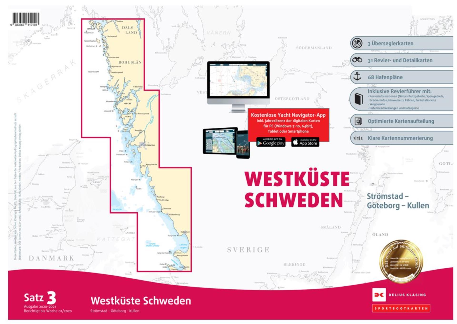 Delius Klasing Sportbootkarten, Satz 3, West. Schweden