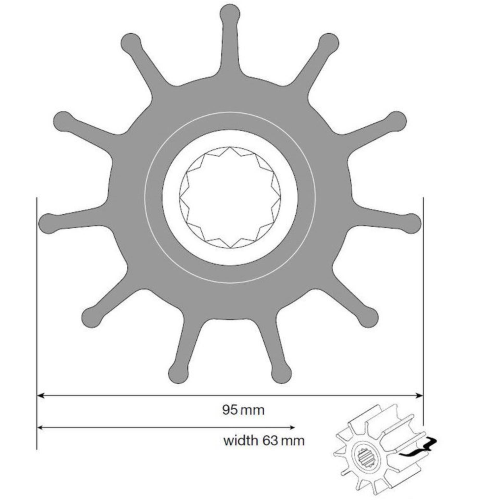 Johnson Impeller Neopren für Pumpe F8B-9/ verzahnt (09-819B)