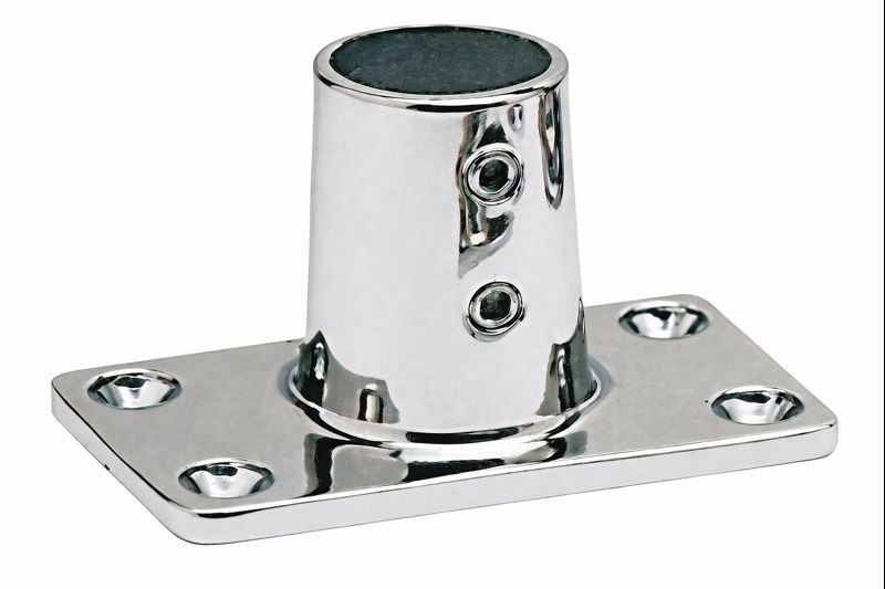 Osculati Edelstahl Relingsbasis 90° eckige Grundplatte, Rohr 22 mmØ