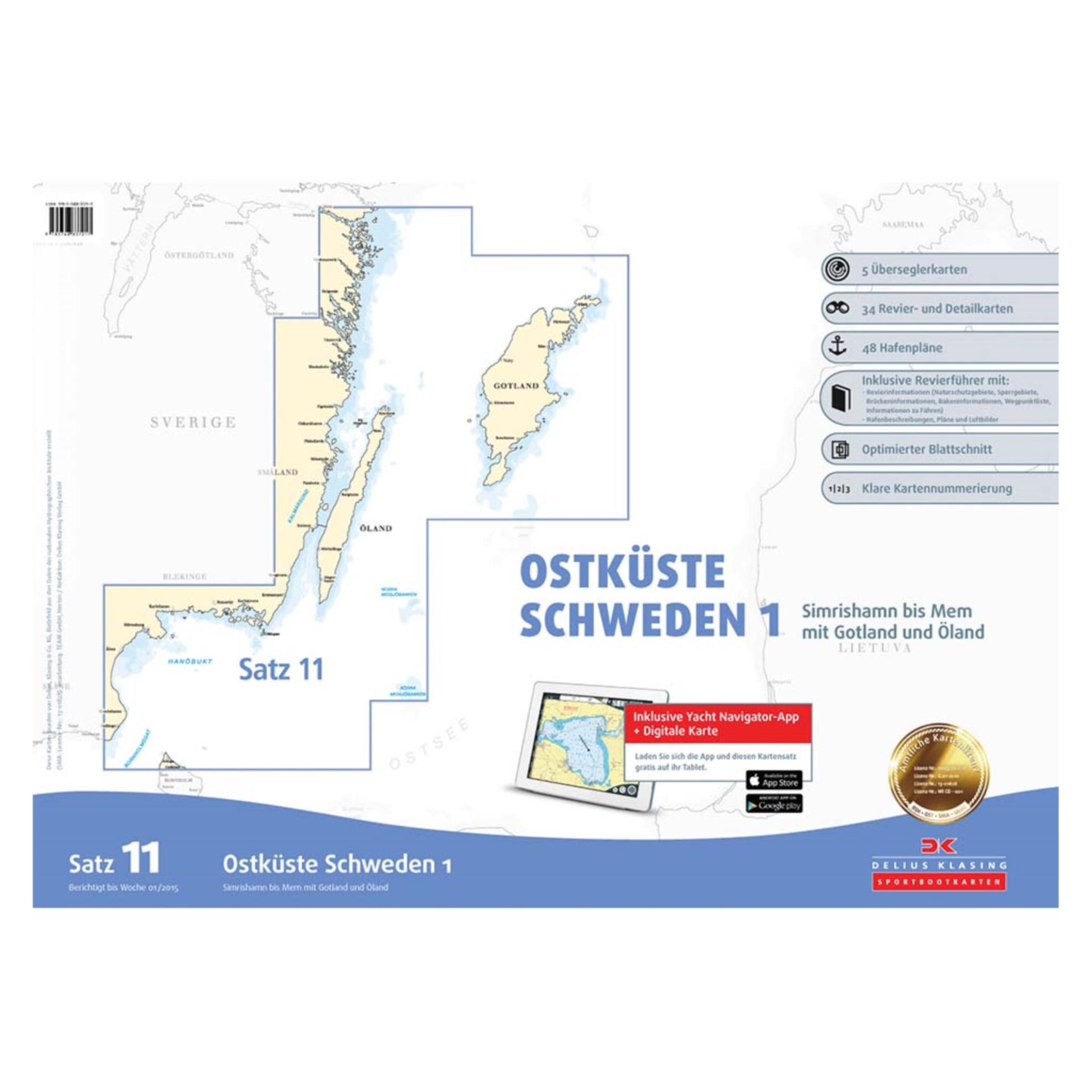 Delius Klasing Sportbootkarten, Satz 11 Schweden 1