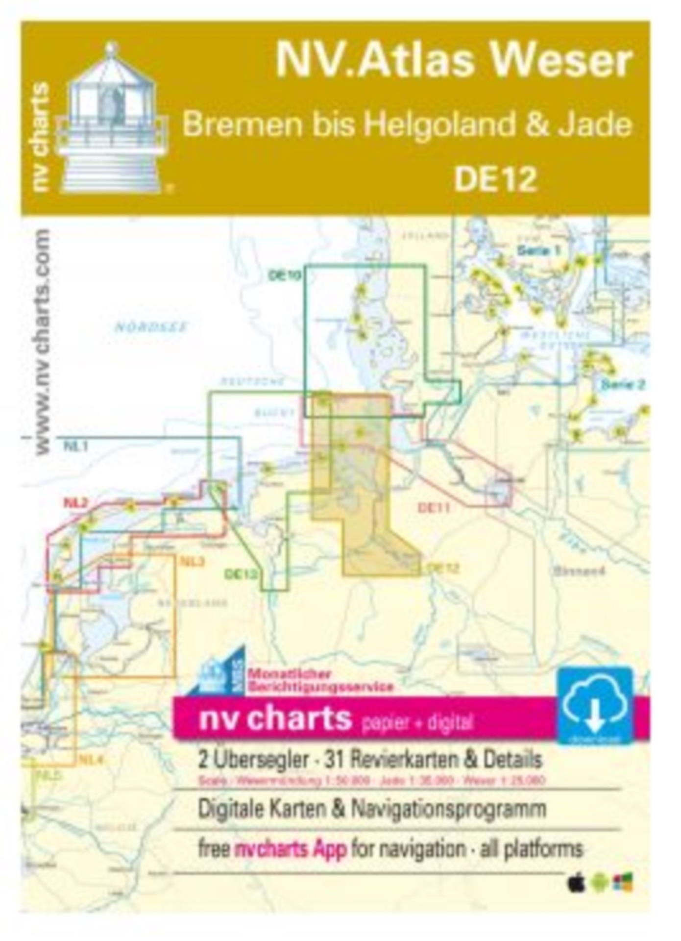 Nautischer Verlag NV Atlas Weser - DE12 - Bremen bis Helgoland & Jade