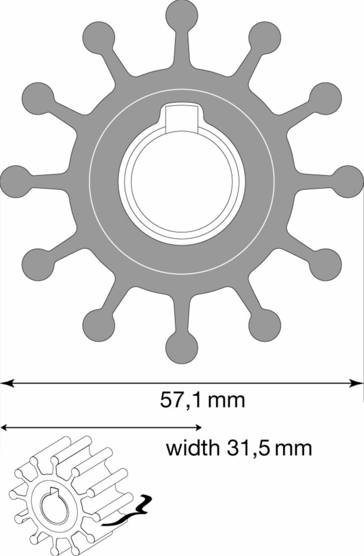 Johnson Impeller Neopren für Pumpe F5 mit Keil (09-801B)