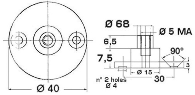 Osculati Halterung rund mit Bolzen für Gasdruckfeder
