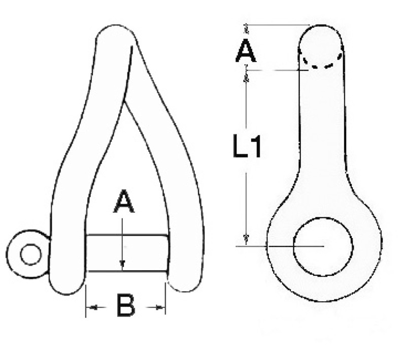Osculati Schäkel Edelstahl gedrehter Bügel, 5 mmØ