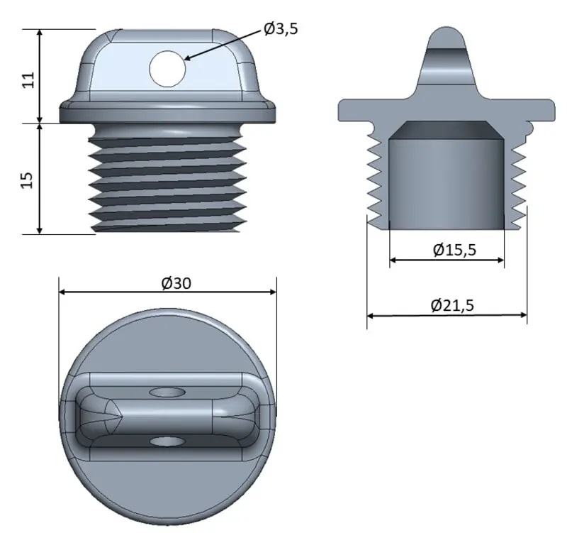 Terhi Lenzstopfen mit Gewinde
